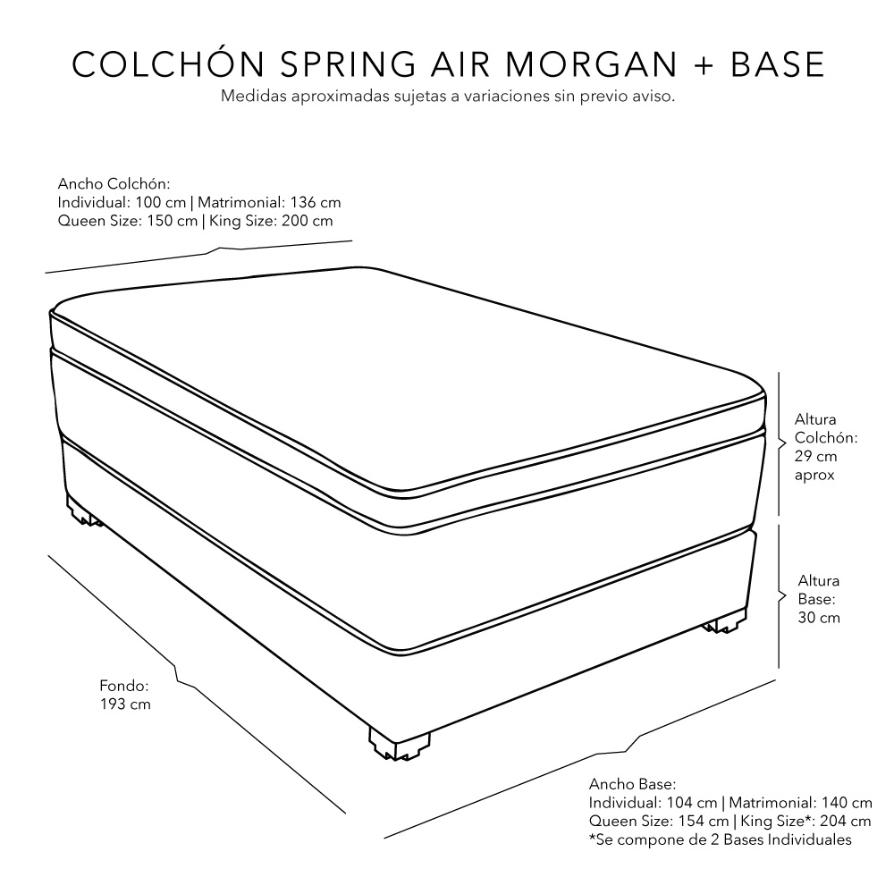 Foto 5 | Colchón Spring Air Morgan Queen Size + Base Cama Dicasa Queen Size Color Gris
