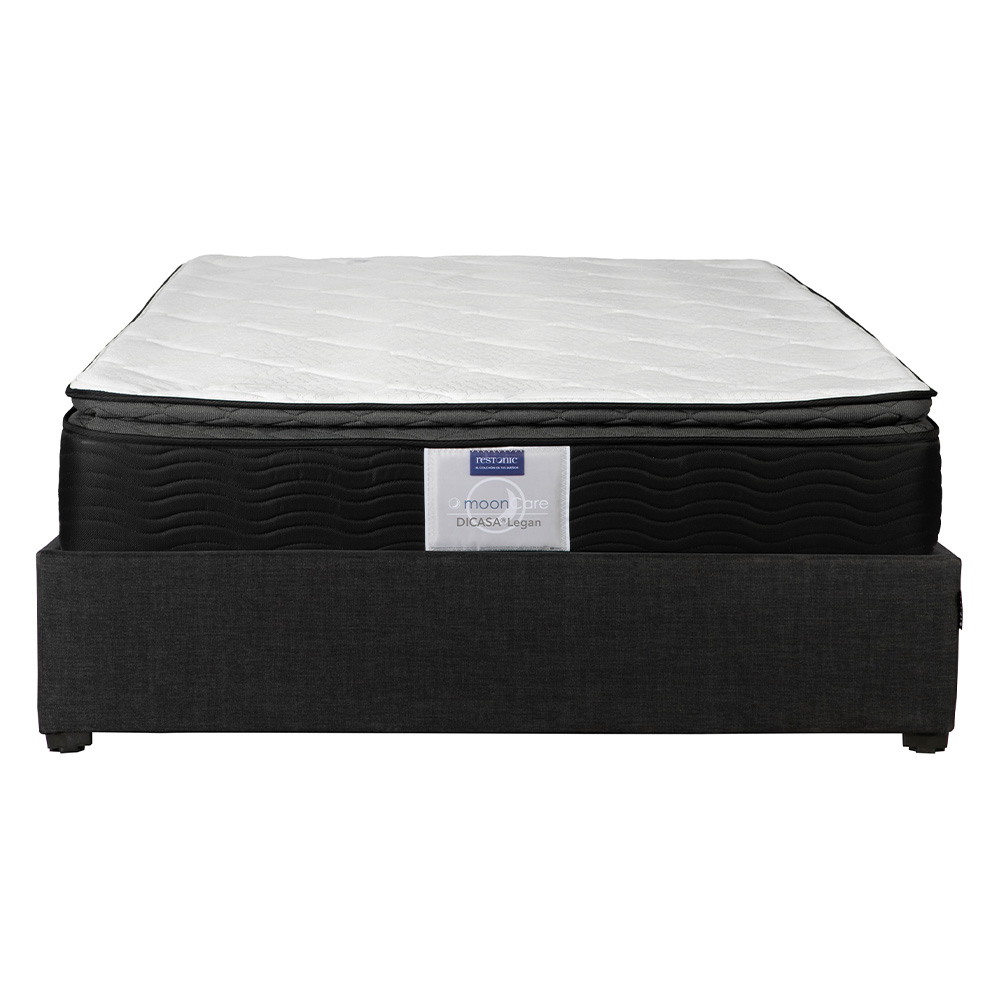 Colchón Restonic Legan Queen Size + Base Cama Dicasa Queen Size Color Negro