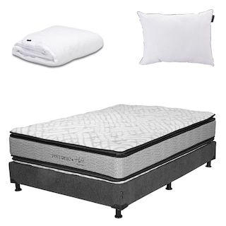 Foto 1 | Colchón Restonic Hoff Queen Size + Box Dicasa Color Gris+almohada One+protector De Colchón Cloud