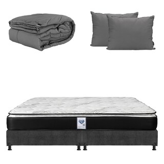 Foto 1 | Colchón Spring Air Premier King Size+box Dicasa Color Gris Oscuro+almohada 2 Pack+edredón Homy