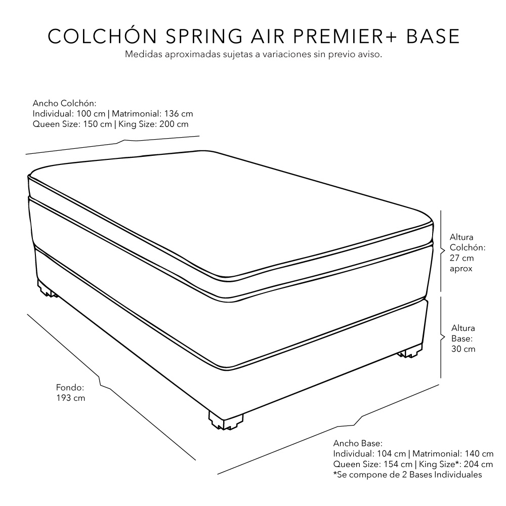 Foto 5 | Colchón Spring Air Premier Matrimonial + Base Cama Dicasa Matrimonial Color Azul