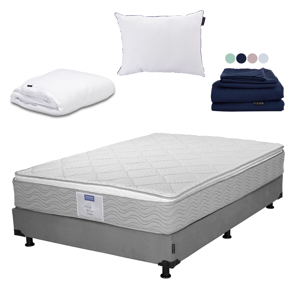 Foto 1 | Colchón Dicasa Cupra Queen Size+box Dicasa Color Gris+almohada One+protector Cloud+sábanas Softy