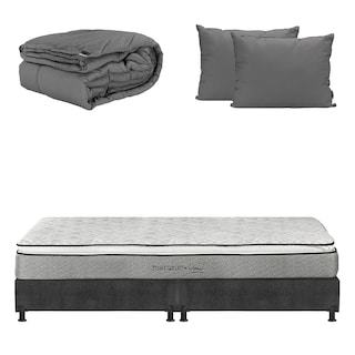 Foto 1 | Colchón Restonic Vail King Size + Box Dicasa Color Gris Carbón + Almohada 2 Pack + Edredón Homy