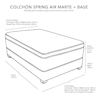 Foto 4 | Colchón Spring Air Marte King Size + Base Cama Dicasa King Size Color Gris