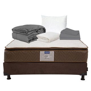 Foto 1 | Colchón Restonic Nautilus Matrimonial+box Dicasa Color Chocolate+almohada Oso+protector Ultra+sábanas+edredón Homy