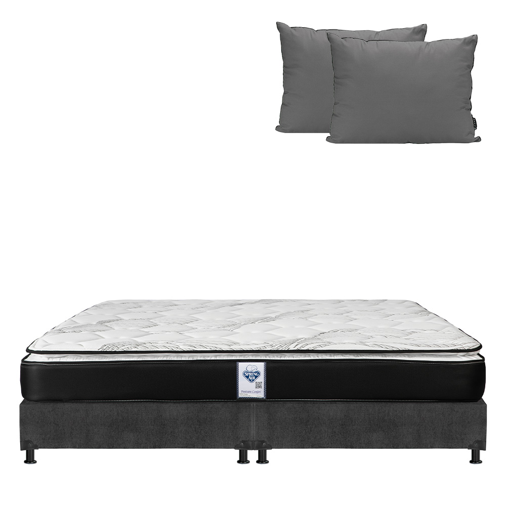 Colchón Spring Air Premier King Size+box Dicasa Color Gris Oscuro+almohada 2 Pack