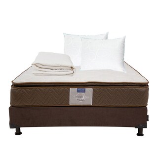 Foto 1 | Colchón Restonic Nautilus Matrimonial + Box Dicasa Color Chocolate + 2 Almohada Oso + Protector De Colchón Ultra