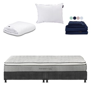 Foto 1 | Colchón Restonic Vail King Size + Box Dicasa Color Gris Carbón + Almohada One + Protector Cloud + Sábanas Softy