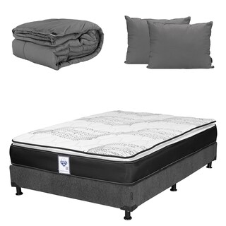 Foto 1 | Colchón Spring Air Premier Queen Size + Box Dicasa Color Gris Oscuro +almohada 2 Pack+edredón Homy