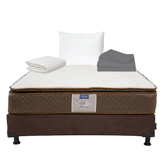 Foto 1 | Colchón Restonic Nautilus Individual + Box Dicasa Color Chocolate+almohada Oso+protector Ultra+sábanas