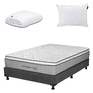 Foto 1 | Colchón Restonic Vail Matrimonial + Box Dicasa Color Gris Carbón + Almohada One + Protector Cloud