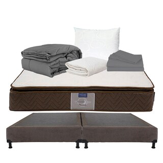 Foto 1 | Colchón Restonic Nautilus King Size+box Dicasa Color Chocolate+almohada Oso+protector Ultra+sábanas+edredón Homy