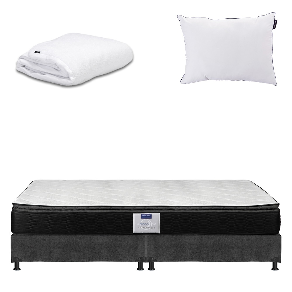 Colchón Restonic Hoff King Size + Box Dicasa Color Gris+almohada One+protector De Colchóncloud $14,799