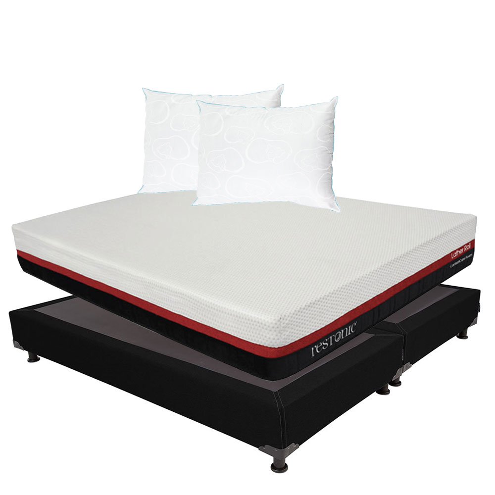 Colchón Restonic Roll King Size + Box Dicasa Color Negro + 2 Almohada Oso + Protector De Colchón Ultra $15,299