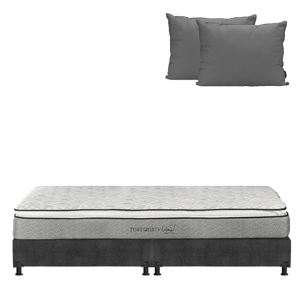 Colchón Restonic Vail King Size + Box Dicasa Color Gris Carbón + Almohada 2 Pack $12,249