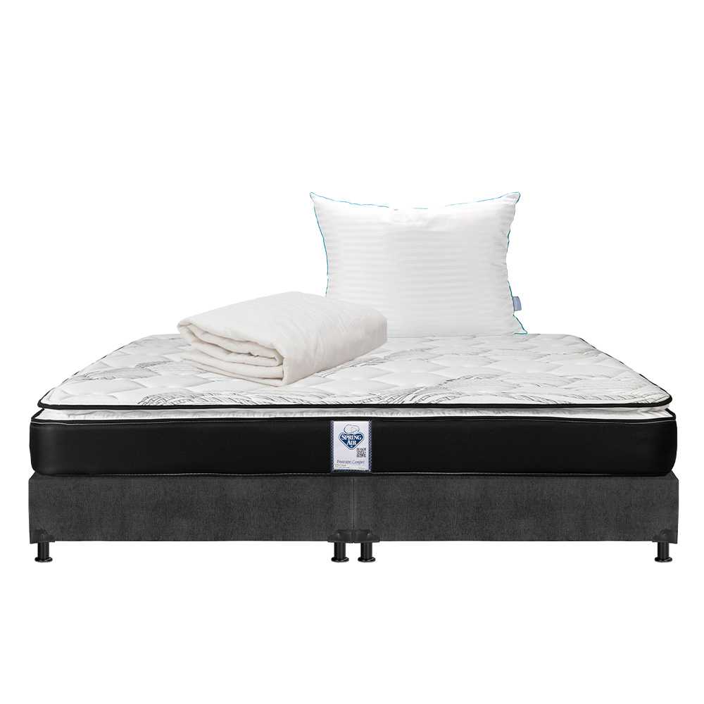 Foto 1 | Colchón Spring Air Premier King Size + Box Dicasa Color Gris Oscuro + Almohada Royal + Protector Ultra
