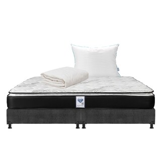 Foto 1 | Colchón Spring Air Premier King Size + Box Dicasa Color Gris Oscuro + Almohada Royal + Protector Ultra