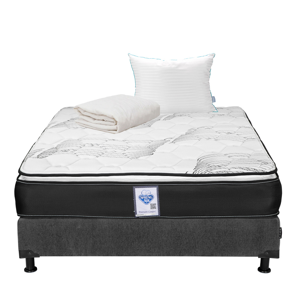 Foto 1 | Colchón Spring Air Premier Queen Size + Box Dicasa Color Gris Oscuro + Almohada Royal + Protector Ultra