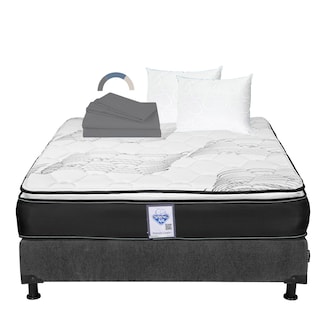 Foto 1 | Colchón Spring Air Premier Matrimonial + Box Dicasa Color Gris Oscuro + 2 Almohadas Oso + Sábanas Spring Air Soft