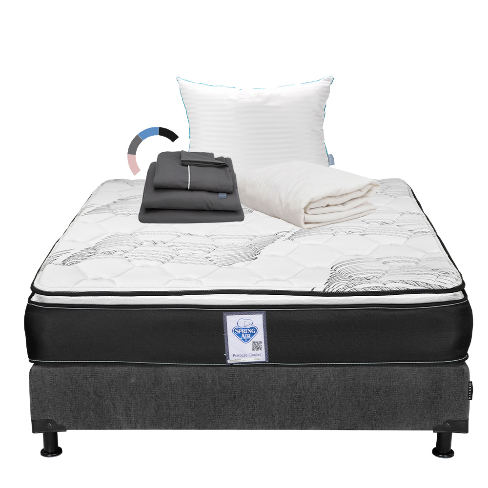 Foto 1 | Colchón Spring Air Premier Queen Size+box Dicasa Color Gris Oscuro+almohada Royal+protector Ultra+sábanas Royal