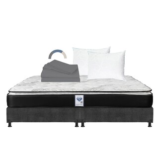 Foto 1 | Colchón Spring Air Premier King Size + Box Dicasa Color Gris Oscuro + 2 Almohadas Oso + Sábanas Spring Air Soft