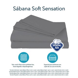 Foto 6 | Colchón Spring Air Premier King Size + Box Dicasa Color Gris Oscuro + 2 Almohadas Oso + Sábanas Spring Air Soft