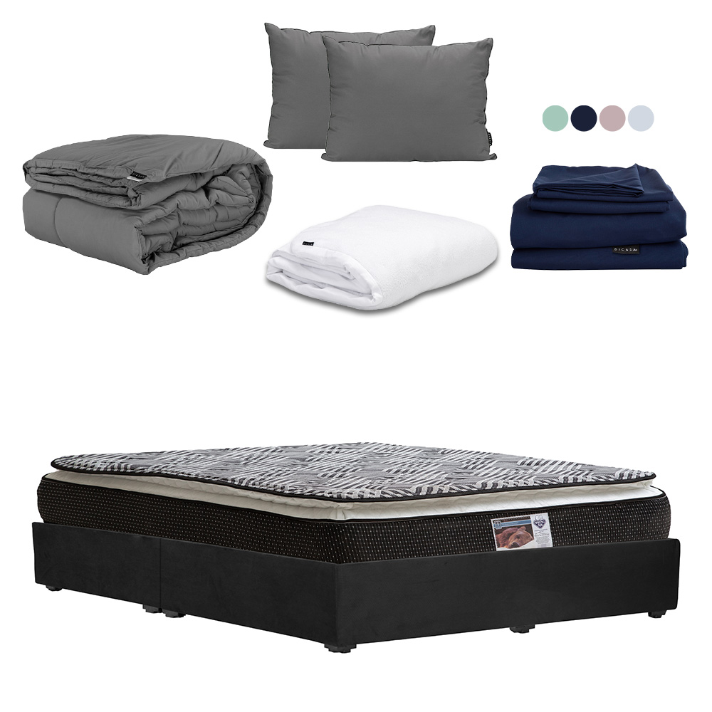 Foto 1 | Colchón Dicasa Omega Base Color Negro King Size+base Cama+almohada 2pack+protector Cloud+sábanas Softy+edredon Homy