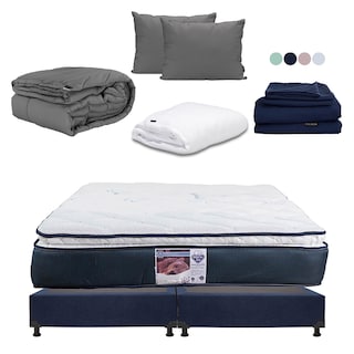 Foto 1 | Colchón Spring Air Monaco Color Azul King Size +box +almohada 2pack +protector Cloud +sabanas Softy +edredon Homy