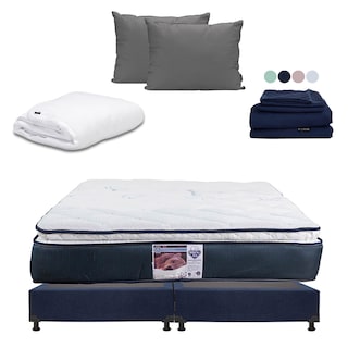 Foto 1 | Colchón Spring Air Monaco Box Color Azul Marino King Size + Box + Almohada 2pack + Protector Cloud + Sabanas Softy
