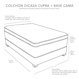 Foto 8 | Colchón Dicasa Cupra Color Gris Carbon Matrimonial+base Cama+almohada 2pack+protector Cloud+sabanas Softy+edredon Homy