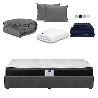 Foto 1 | Colchón Restonic Legan Color Gris King Size+base Cama+almohada 2pack+protector Cloud+sabanas Softy+edredon Homy