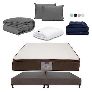Foto 1 | Colchón Restonic Nautilus Color Café King Size+box+almohada 2pack+protector Cloud+sabanas Softy+edredon Homy