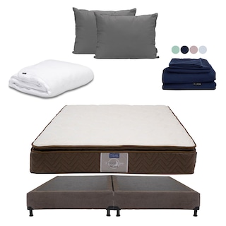 Foto 1 | Colchón Restonic Nautilus Color Café King Size+box+almohada 2pack+protector Cloud+sabanas Softy