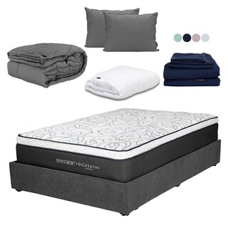 Foto 1 | Colchón Dicasa Trini Color Gris Carbon King Size+base Cama+almohada 2pack+protector Cloud+sabanas Softy+edredon Homy