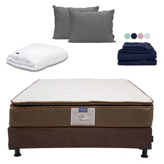 Foto 1 | Colchón Restonic Nautilus Color Café Matrimonial+box+almohada 2pack+protector Cloud+sabanas Softy