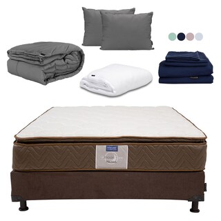 Foto 1 | Colchón Restonic Nautilus Color Café Matrimonial+box+almohada 2pack+protector Cloud+sabanas Softy+edredon Homy