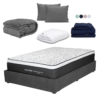 Foto 1 | Colchón Dicasa Trini Color Gris Carbon Queen Size+base Cama+almohada 2pack+protector Cloud+sabanas Softy+edredon Homy