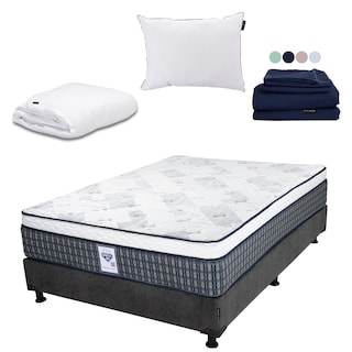 Foto 1 | Colchón Spring Air Cardona Color Gris Carbon Matrimonial + Box + Almohada One +protector Cloud +sabanas Softy