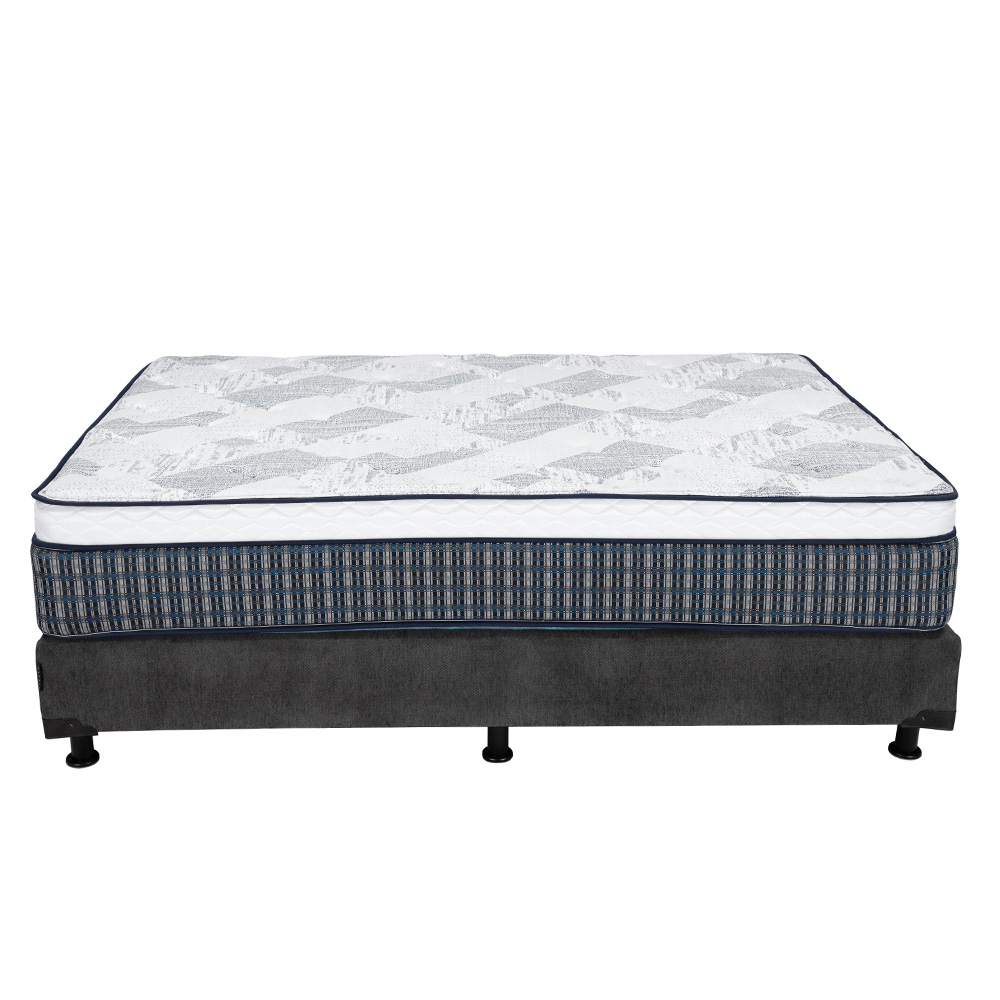 Foto 5 pulgar | Colchón Spring Air Cardona Color Gris Carbon Matrimonial + Box + Almohada 2pack +sabanas Softy