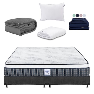 Foto 1 | Colchón Spring Air Cardona Color Gris Carbon King Size +box+almohada One+protector Cloud+sabanas Softy+edredon Homy