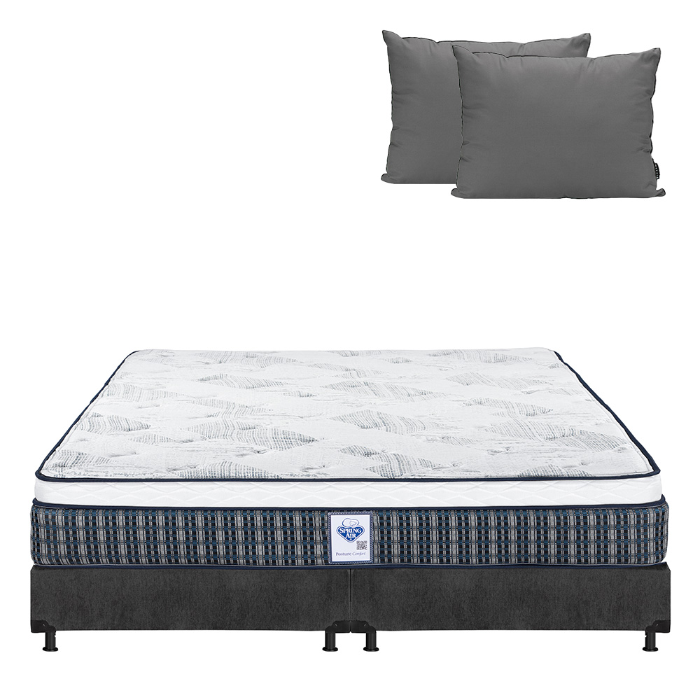 Colchón Spring Air Cardona Color Gris Carbon King Size + Box + Almohada 2pack