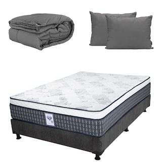 Foto 1 | Colchón Spring Air Cardona Color Gris Carbon Queen Size + Box + Almohada 2pack +edredon Homy