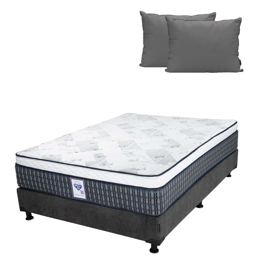 Foto 1 | Colchón Spring Air Cardona Color Gris Carbon Matrimonial + Box + Almohada 2pack