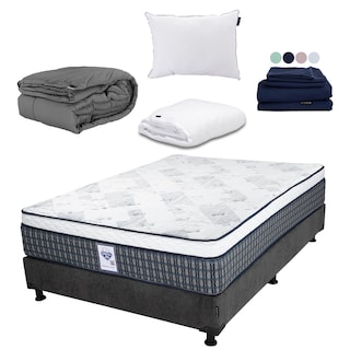 Foto 1 | Colchón Spring Air Cardona Color Gris Carbon Matrimonial +box+almohada One+protector Cloud+sabanas Softy+edredon Homy