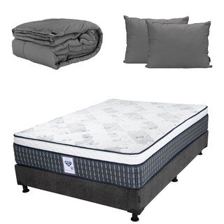 Foto 1 | Colchón Spring Air Cardona Color Gris Carbon Matrimonial + Box + Almohada 2pack +edredon Homy