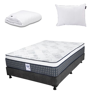 Foto 1 | Colchón Spring Air Cardona Color Gris Carbon Matrimonial + Box + Almohada One +protector Cloud