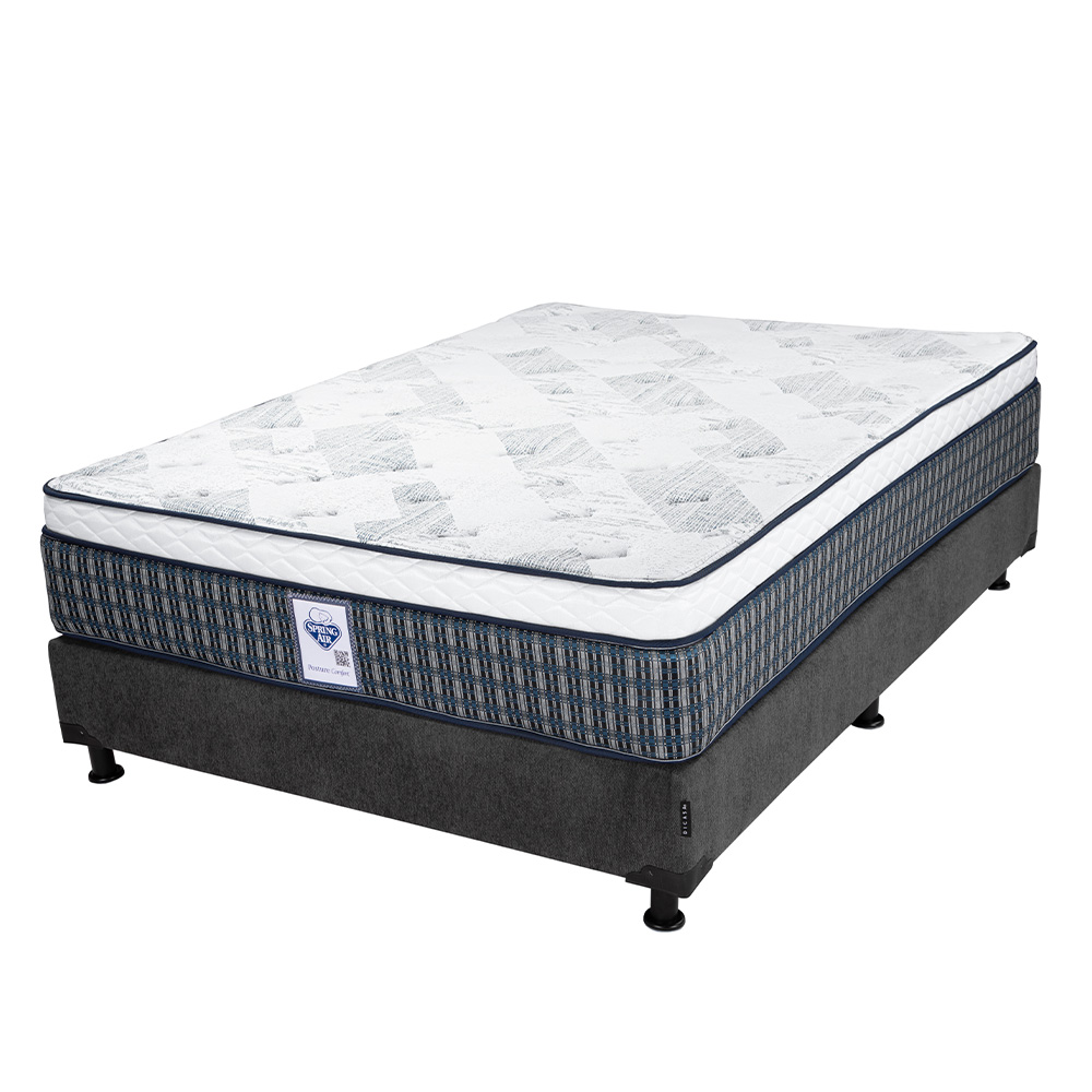 Foto 2 | Colchón Spring Air Cardona Color Gris Carbon Matrimonial + Box + Almohada One +protector Cloud