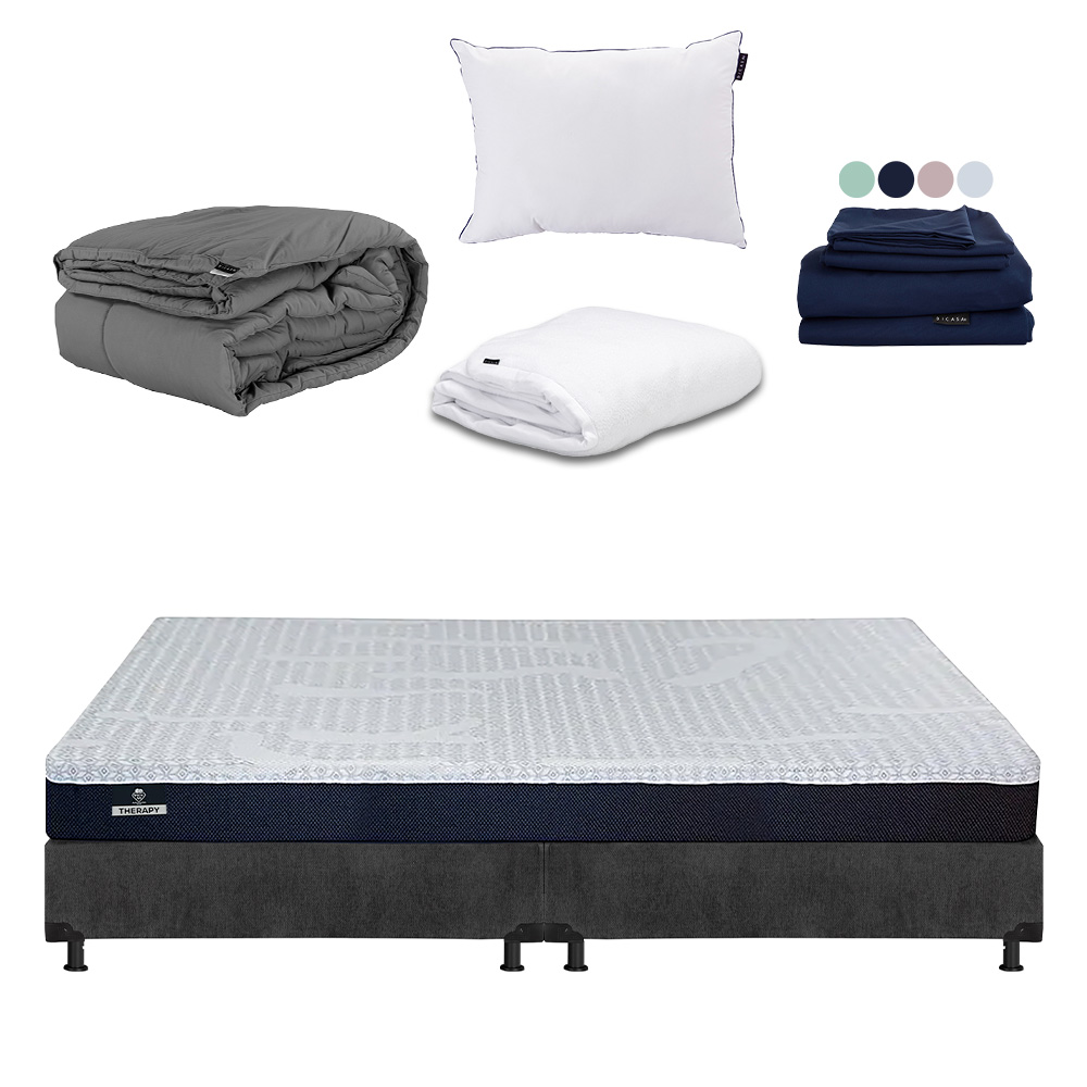 Foto 1 | Colchón Spring Air Therapy Color Gris Carbon King Size +box+almohada One+protector Cloud