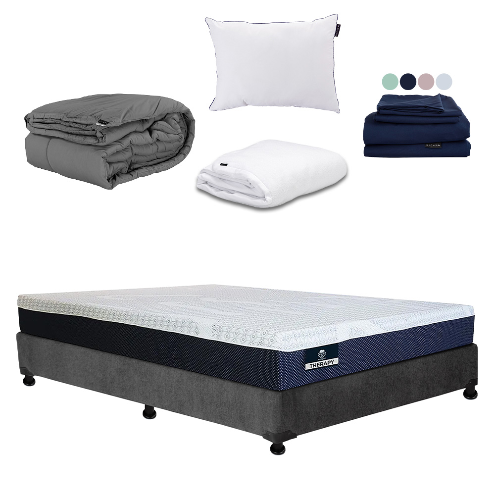 Foto 1 | Colchón Spring Air Therapy Color Gris Carbon Queen Size +box+almohada One+protector Cloud+sabanas Softy+edredon Homy
