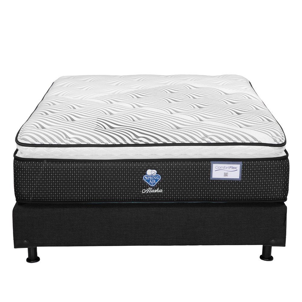 Foto 2 | Colchón Spring Air Alaska Color Negro Queen Size + Box + Almohada 2pack + Sábanas Softy